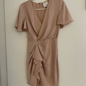 Blush silk ruffle dress